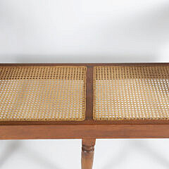 Anglo Indian Style Teak Wood Scroll Arm Window Bench