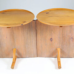 Pair of Vintage Pine Folk Art Round Side Tables