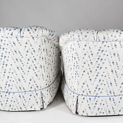 Pair of Polka Dot Upholstered Skirted Swivel Tub Chairs by Beachley