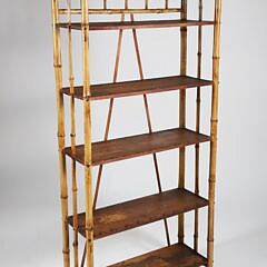 Antique Tall Bamboo and Pine Bookshelf