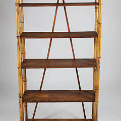 Antique Tall Bamboo and Pine Etagere Bookshelf