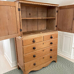 Antique English Pine Two-Part Cupboard