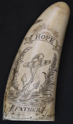 Scrimshaw Shales Tooth "Hope Father" 19th Century