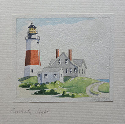 Doris and Richard Beer Watercolor on Paper "Sankaty Light"