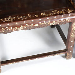 Pair of Chinese Mother of Pearl inlaid Teakwood Armchairs, 19th Century