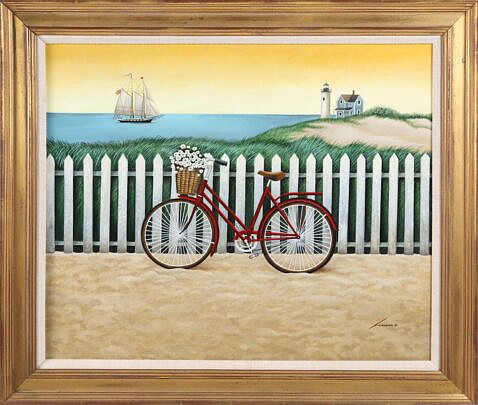 2-5595 Lowell Herreno Oil Bicycle at Beach A IMG_6600