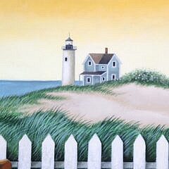 Lowell Herrero Oil on Canvas “Bicycle at the Beach”, circa 1988