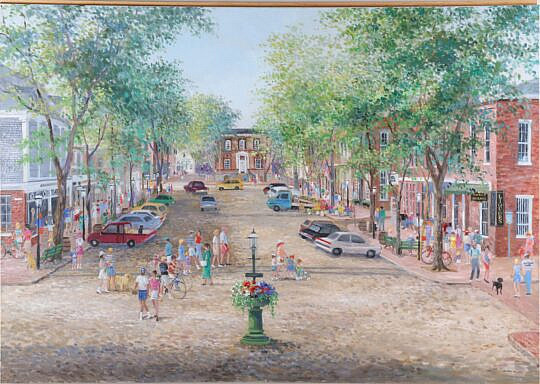 Rowenna Anderson Oil on Linens "Main Street, Nantucket"