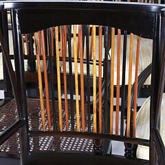 Set of Ten Contemporary Ebonized Multiple Slat Back Dining Chairs with Cushion