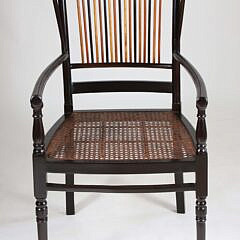 Set of Ten Contemporary Ebonized Multiple Slat Back Dining Chairs with Cushion