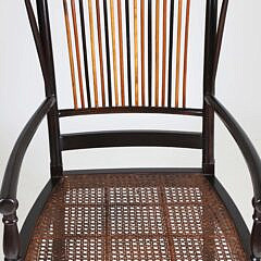 Set of Ten Contemporary Ebonized Multiple Slat Back Dining Chairs with Cushion