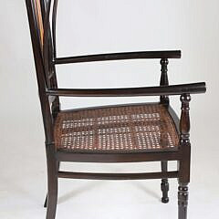 Set of Ten Contemporary Ebonized Multiple Slat Back Dining Chairs with Cushion