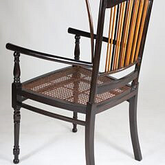 Set of Ten Contemporary Ebonized Multiple Slat Back Dining Chairs with Cushion