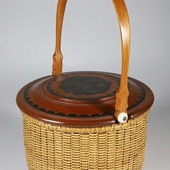 Harry Hilbert Round Covered Nantucket Basket, circa 1998