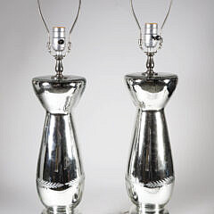 Pair of Mercury Glass Lamps, 19th Century