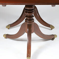 Vintage Mahogany Regency Style Double Pedestal Dining Table with Two Leaves