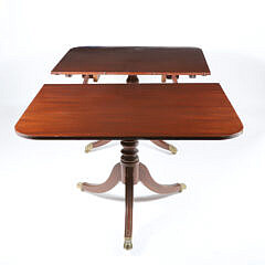 Vintage Mahogany Regency Style Double Pedestal Dining Table with Two Leaves