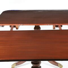 Vintage Mahogany Regency Style Double Pedestal Dining Table with Two Leaves