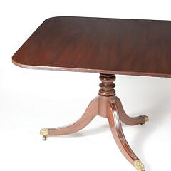 Vintage Mahogany Regency Style Double Pedestal Dining Table with Two Leaves