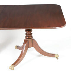 Vintage Mahogany Regency Style Double Pedestal Dining Table with Two Leaves