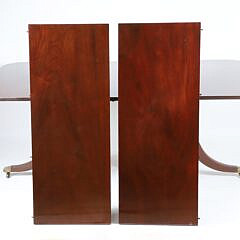 Vintage Mahogany Regency Style Double Pedestal Dining Table with Two Leaves