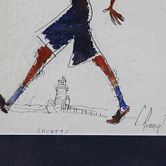 Pair of C. Robert Perrin Watercolor Character Sketches of a Dapper Man and Woman