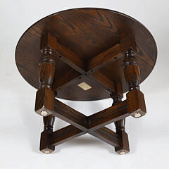 Diminutive English Oak Carved Round Coffee Table