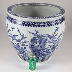 Large Canton Style Blue and White Jardiniere