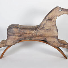 Antique Folk Art Carved Wood Hand Built Hobby Horse with Traces of Original Paint