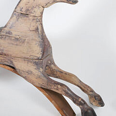 Antique Folk Art Carved Wood Hand Built Hobby Horse with Traces of Original Paint