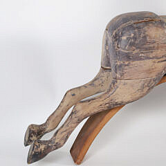 Antique Folk Art Carved Wood Hand Built Hobby Horse with Traces of Original Paint