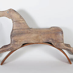Antique Folk Art Carved Wood Hand Built Hobby Horse with Traces of Original Paint