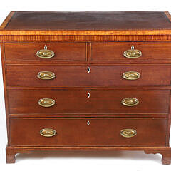 English Mahogany Inlaid Two Over Three Drawer Chest, 19th Century