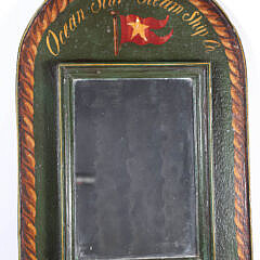Contemporary “Ocean Star Steam Ship Co.” Wall Shaving Mirror with Drawer