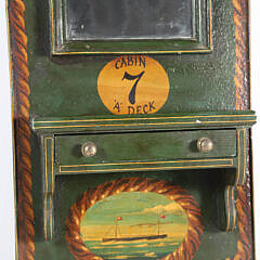 Contemporary “Ocean Star Steam Ship Co.” Wall Shaving Mirror with Drawer