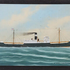 Vintage Oil on Board "Portrait of the Steam Sailer S.S. William M.A. Mckenney"