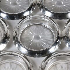 Set of 7 Sterling Silver and Crystal Coasters