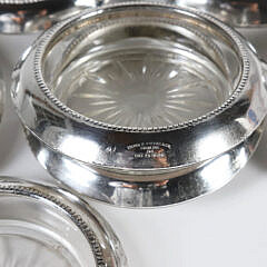 Set of 7 Sterling Silver and Crystal Coasters