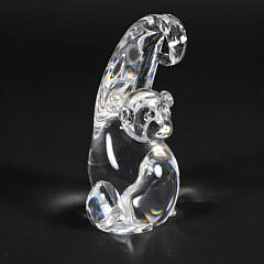 Signed Steuben Clear Crystal Seated Monkey