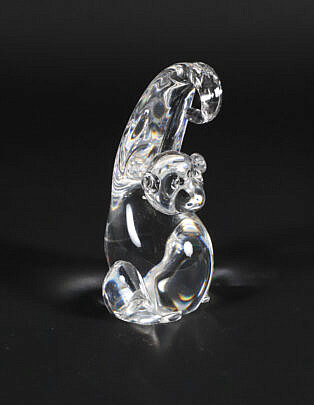 Signed Steuben Clear Crystal Seated Monkey