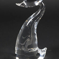 Signed Steuben Clear Crystal Duckling Designed by Lloyd Atkins, 1964