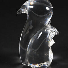Signed Steuben Clear Crystal Squirrel Designed by George Thompson, 1964