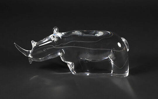 Signed Steuben Clear Crystal Rhino