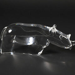 Signed Steuben Clear Crystal Rhinoceros