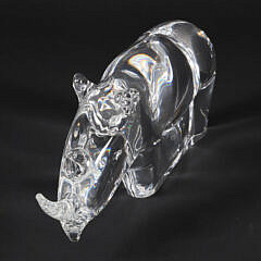 Signed Steuben Clear Crystal Rhinoceros