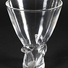 Signed Steuben Clear Crystal Vase with Spiral Base