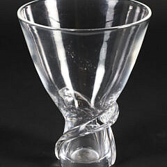 Signed Steuben Clear Crystal Vase with Spiral Base