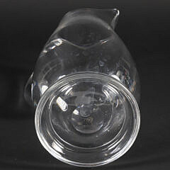 Signed Steuben Clear Crystal Water Pitcher with Etched Bird and “Moveo-et-Proficior”
