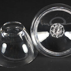 Signed Steuben Clear Crystal Rams Head Covered Candy Dish Designed by George Thompson
