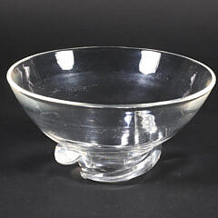 Signed Steuben Clear Crystal Bowl with Spiral Base